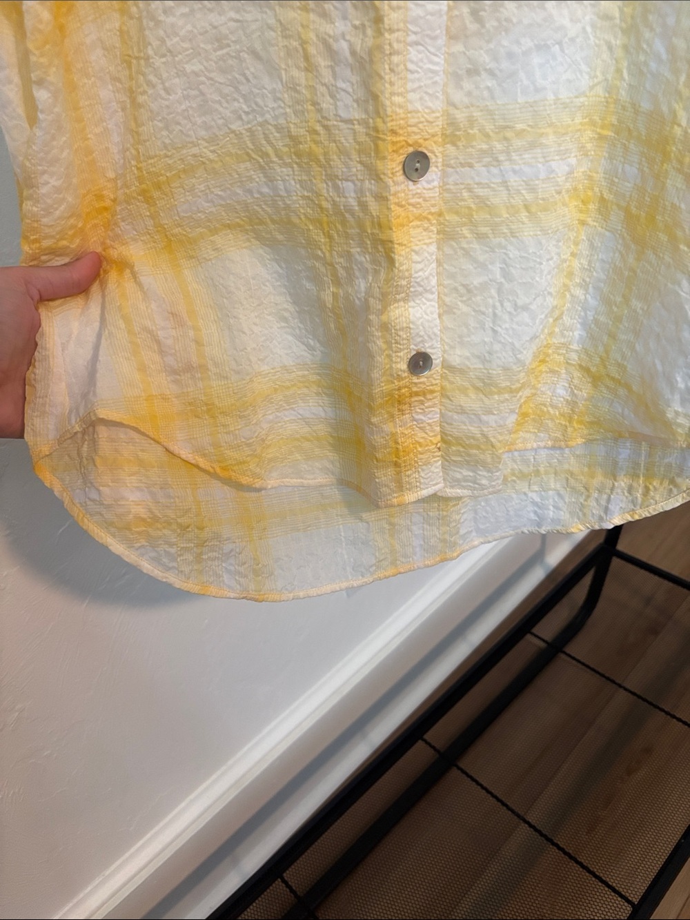cloth & stone Yellow & White Plaid Button-Down Shirt - Picture 5 of 8